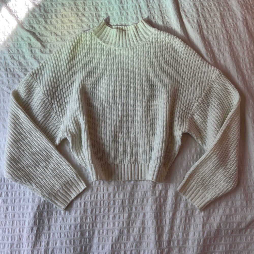 cozy white knit sweater